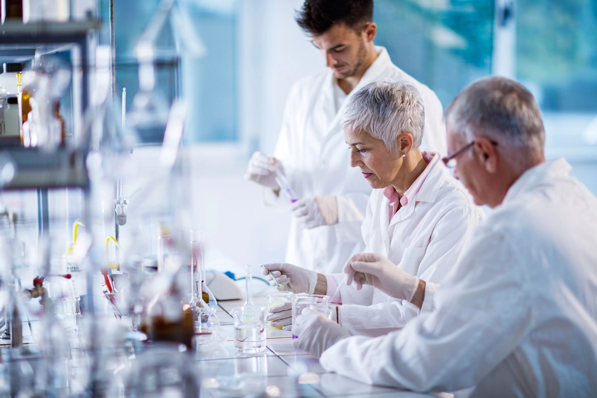 Scientists performing tests in a laboratory